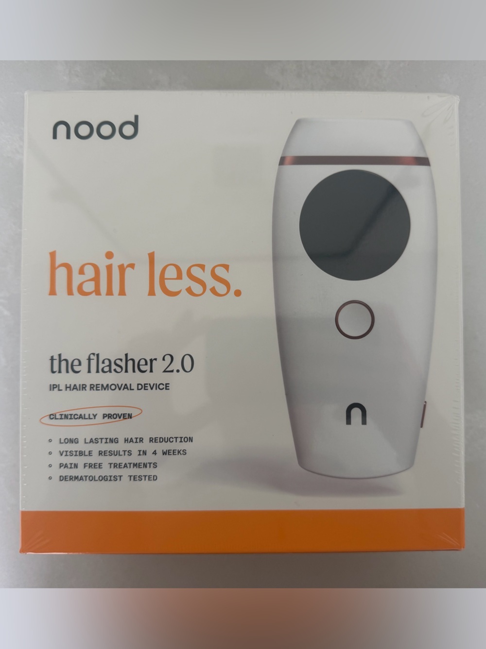 nood The Flasher 2.0 IPL Hair Removal Device - White with Orange Accent